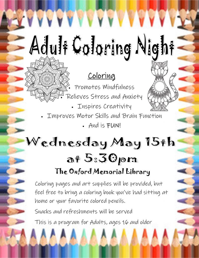 Adult Coloring Night – Oxford Memorial Library